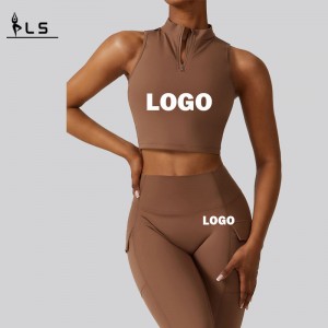 SC1069 Yogabukser Stretch Leggings Sport Set Yoga Suit Tank Tops and Leggings Gym Tøj Lyngde Top Yoga Set Active Wear