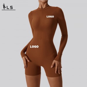 SC10610 Gym tøj Zip Top Yoga Set Active Wear One Stykker Prisløse Kvinder Yoga sæt bodysuit