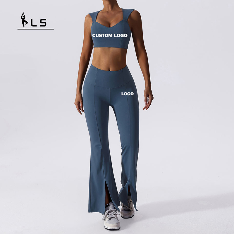 Solid yoga sæt mujer flare leggings og bh sæt fitness træning yoga sæt kvinder yoga dragt 2 stykker gymnastiksal