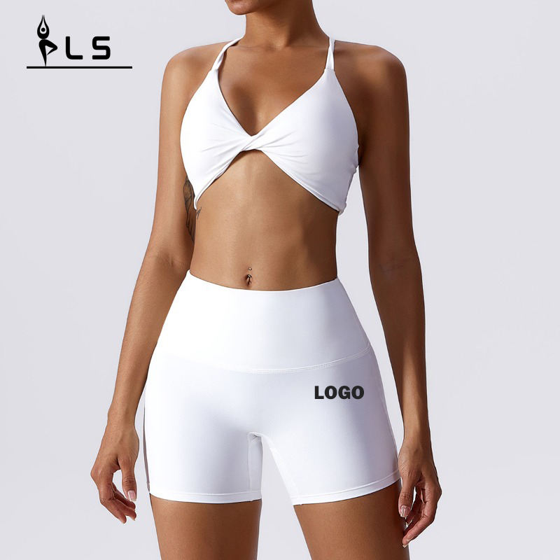 SC9282 Sport BH og High Waist Shorts Set Gym Tøj Sport Wear Top Leggings Yoga Suit Yoga Wear Set Women