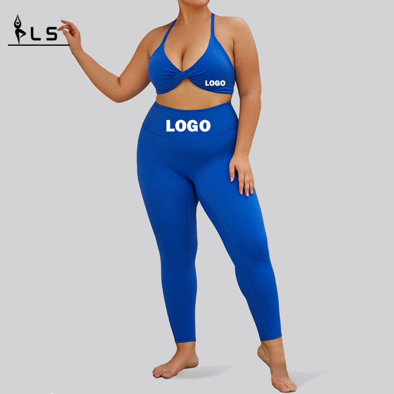 SC1068 Stor størrelse Set Yoga Conjunto Plus Size Solid Yoga Bukser Stretch Leggings Sport Set Yoga Suit