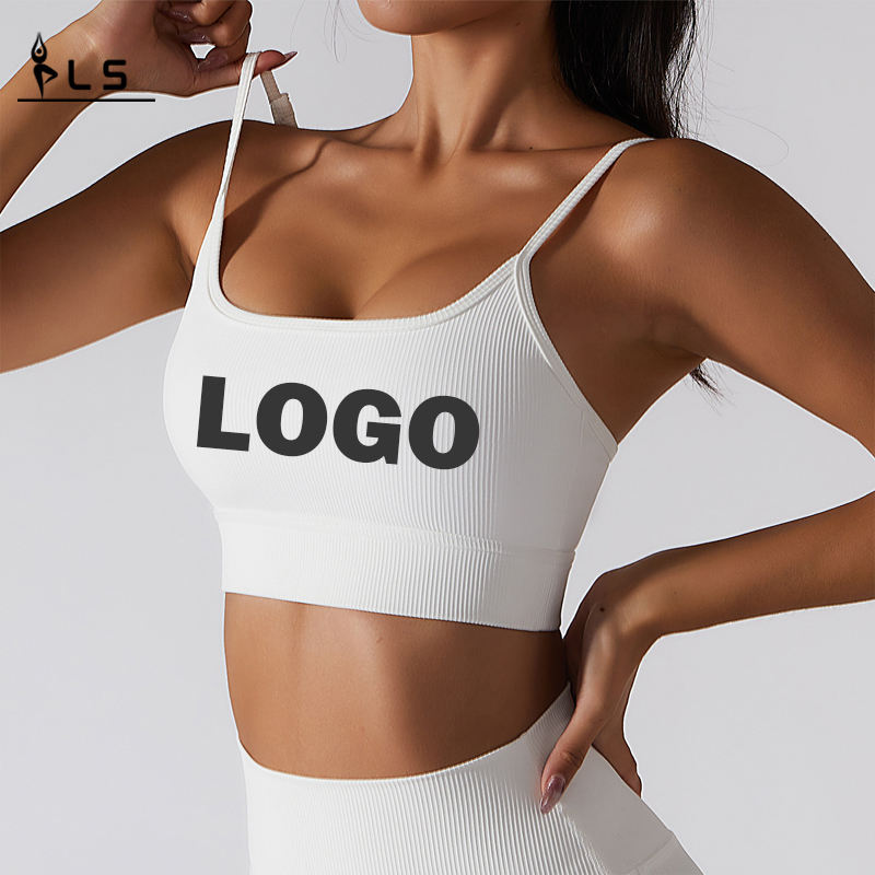 SC10174 hvid sports brh aktiv slid privat label gymnastiksal yoga bras sexet strappy brugerdefineret sports bh til kvinder