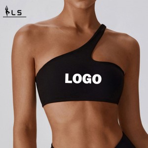 SC10188 Cross Back Yoga Sports Bra High Impact Padded Blue One Shoulder Butt Lift Sport BH