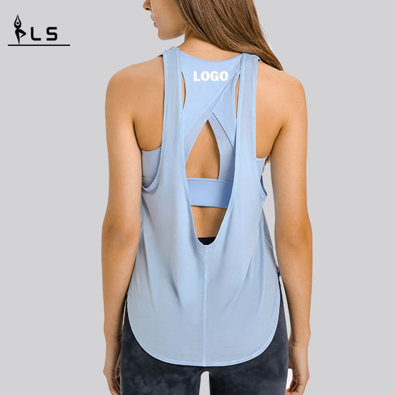 SC102512 Spring Fashion Loose Blouse Hollow Workout Tops Yoga Women\'s Tank Top Womens Yoga Tank Top Open Back Back Back