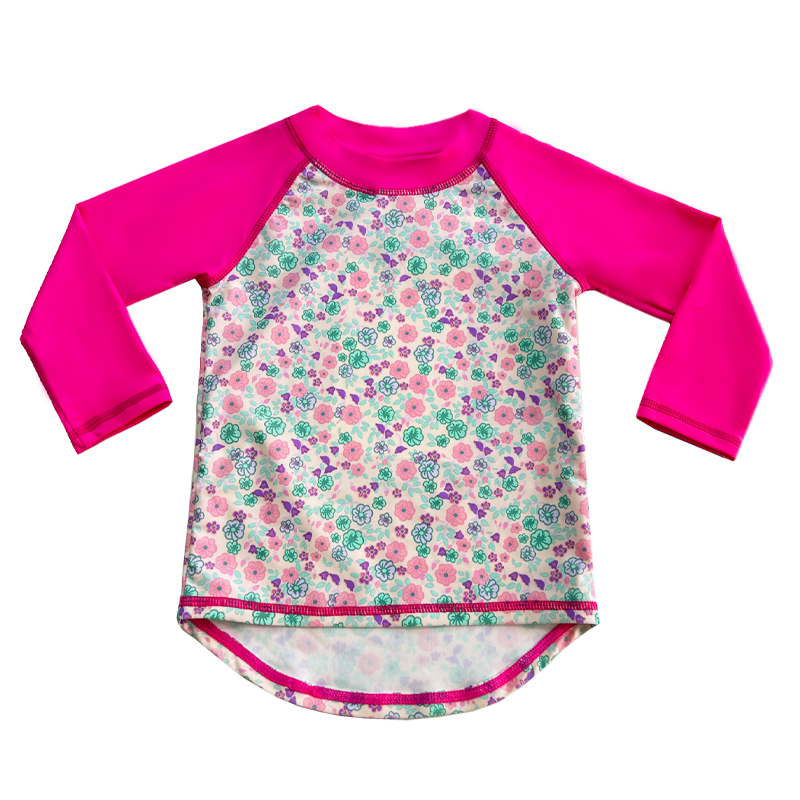 Blomsterdesign Farve Kontrast Fast farve baby badedragt top