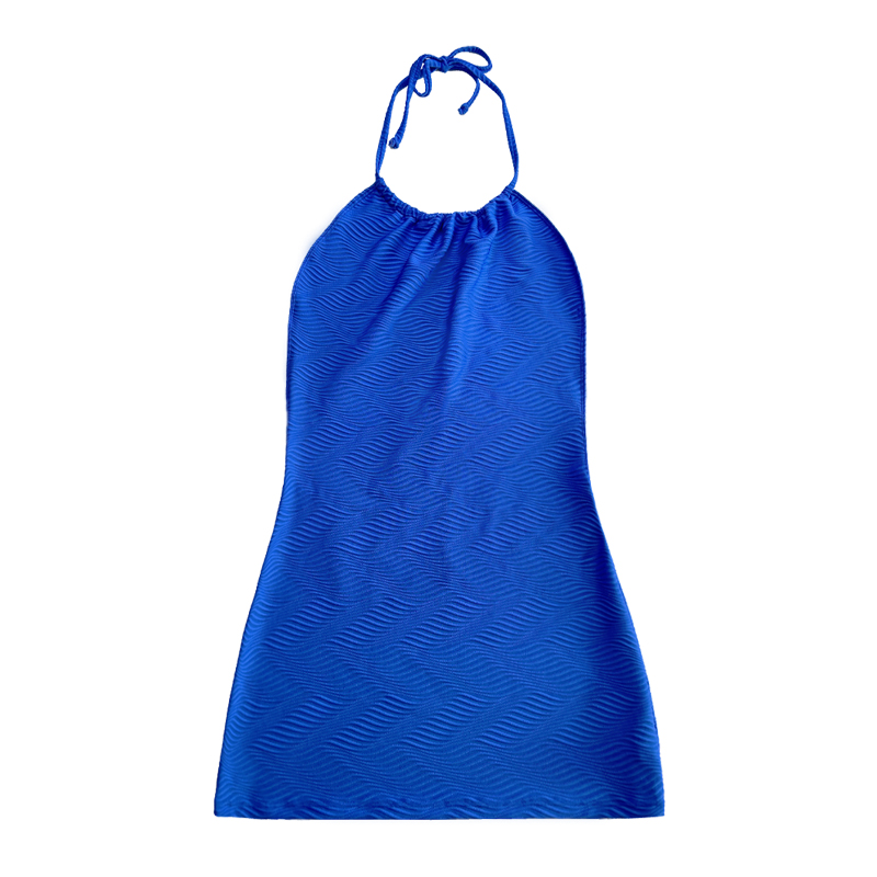 Blå mønster Special Cloth Halter Strop Kjole i ét stykke badedragt
