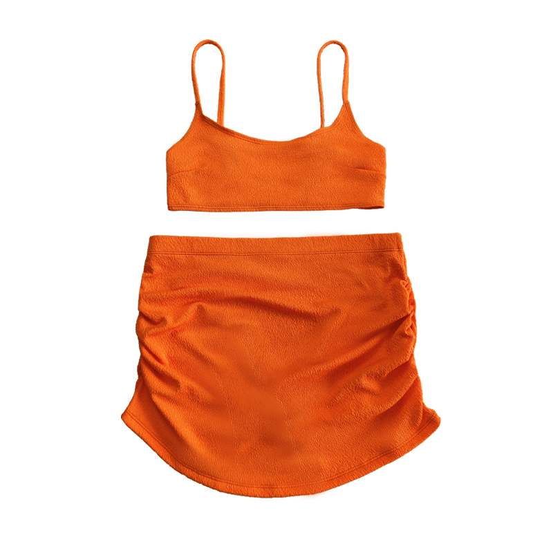 Orange crepe klud grundlæggende bluse tegne plisseretnederdel sexet todelt badedragt