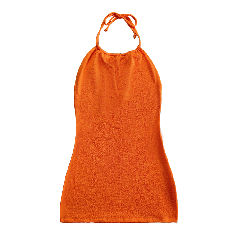 Orange ruffle klud halter rem kjole badedragt