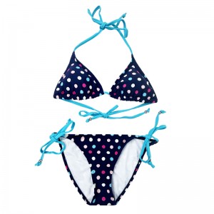 Navy Blue Multicolor Polka Dot Halter Rem To-Piece Badedragt